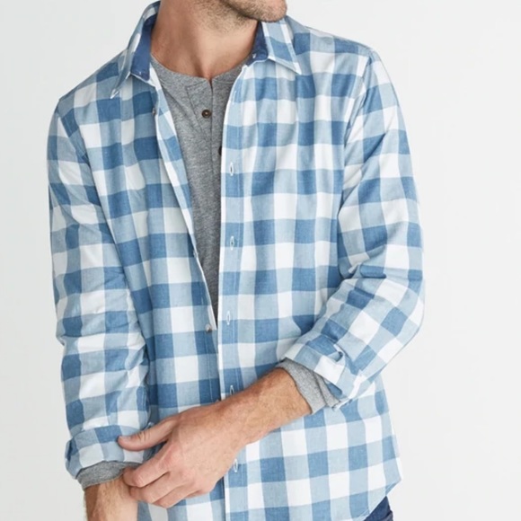 Marine Layer Other - Marine Layer Tyler Plaid Checkered Button Down Shirt Larger White Blue